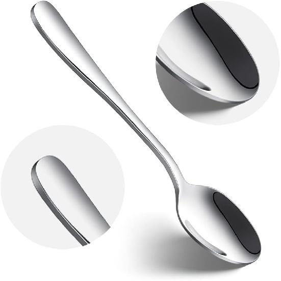 IQCWOOD Coffee Spoons, Mini Espresso Spoon, 6 Pieces Stainless Steel Spoons Silverware Set, Dinner Spoon for Home, Kitchen or Restaurant, Dishwasher