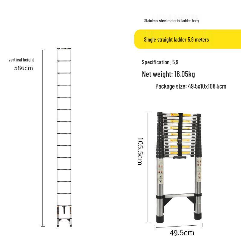 Stainless Steel Telescopic Aluminum Alloy Folding Step Ladder