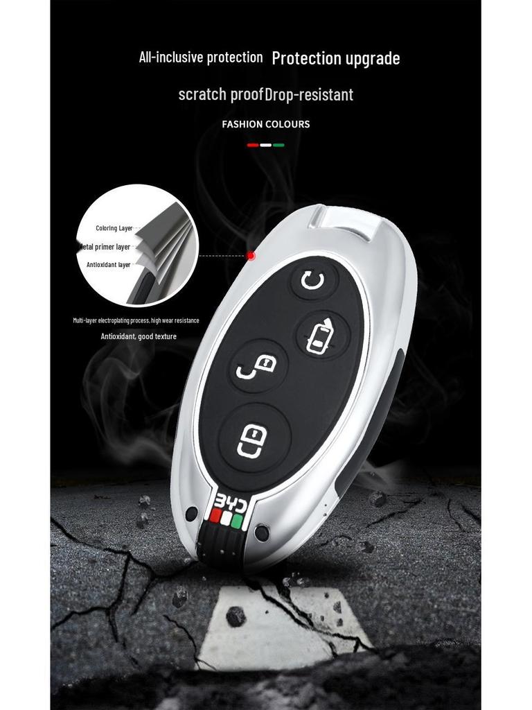 BYD Car Key Cover Buckle for Song MAX, Qin 80, S7 - Metal Protective Shell