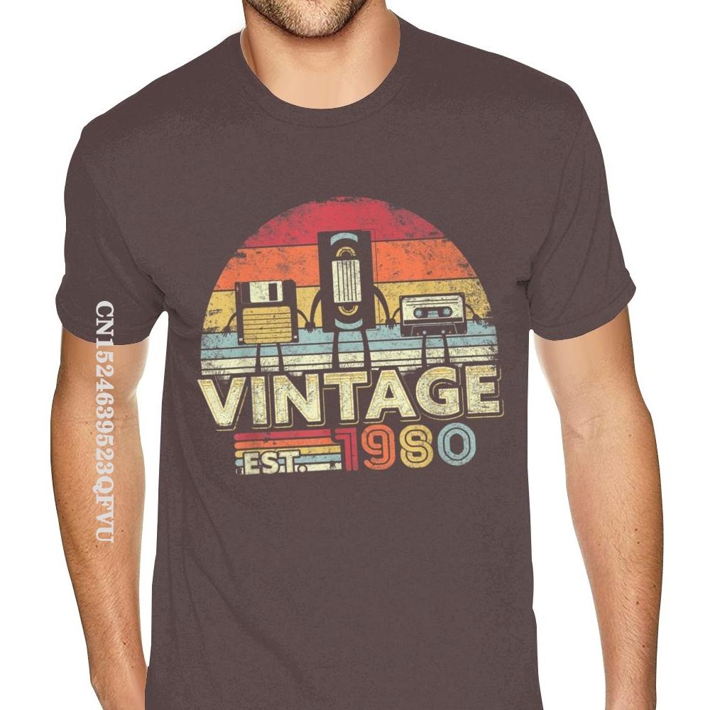 1980 Shirt Vintage 40th Birthday Gift Mens Tshirt Funny Music Tech Wholesale T-Shirt Men Plus Size Mens Plain Shirts