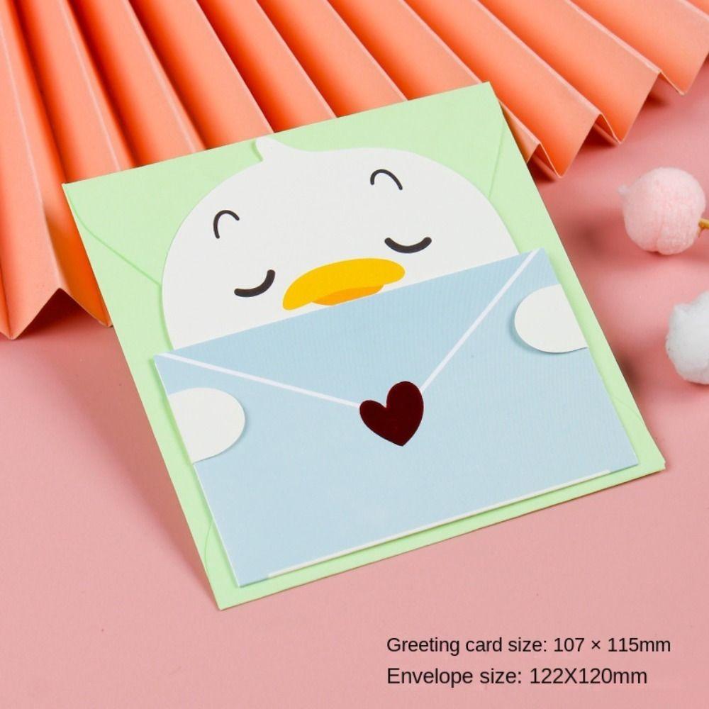 6PCS Bear Rabbit Blessing Thank Envelope Ins Cartoon Greeting Card Valentine's Day Gifts