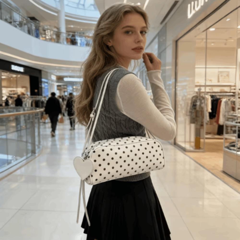 PU Leather Polka Dot Shoulder Bag Adjustable Straps Crossbody Bag New Tote Bag  Casual Wear
