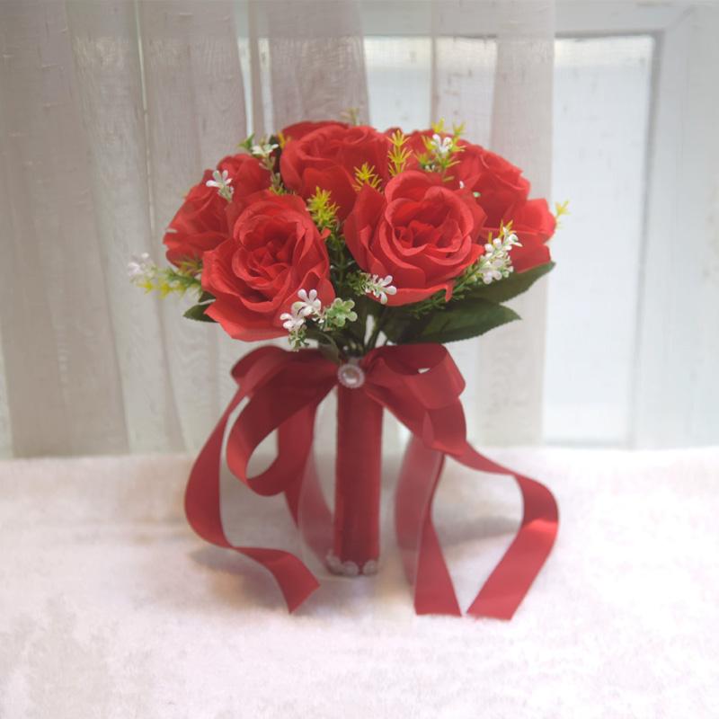 1 ks Svatební malá kytice Odolná Malá velikost Připravená k obřadu Družičkovská Kompaktní kytice Realistická Umělá Malá velikost 23x20cm