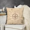 Vintage Nautical Map Linen Pillow Cover - Compass Design, Perfect Home Decor, Soft Cozy, Unique Gift Idea, Retro Style