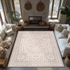 Light Bohemian Area Rug, Floral Pattern Non-Slip Carpet, Natural Living Room Mat for Cozy Home Decor