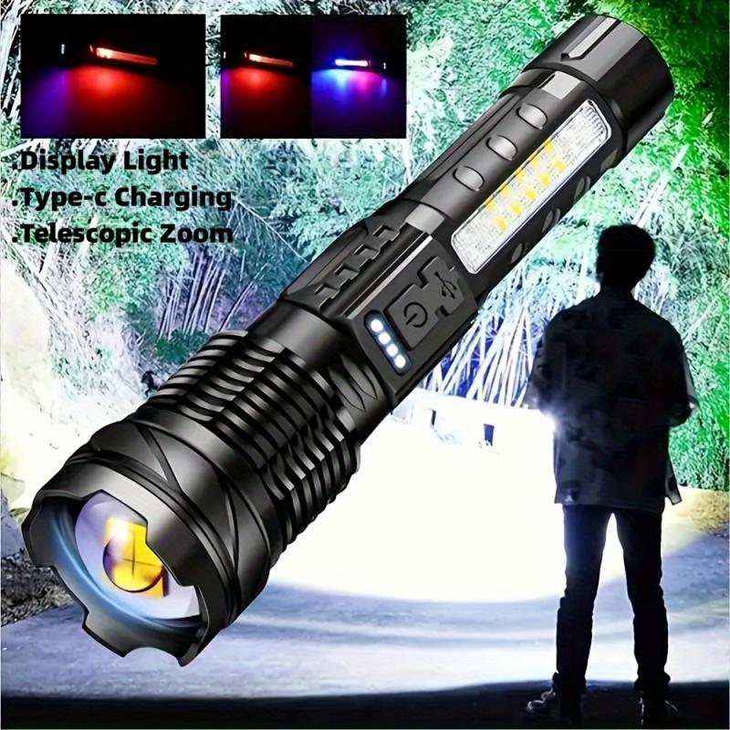 9000LM Powerful P50 LED Flashlight Waterproof 18650 Torch With Side Light Camping Fishing Lantern USB Rechargeable Zoom Lamp