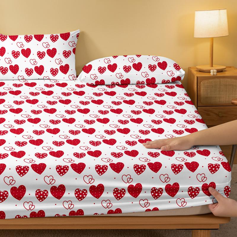 1 Simple Modern Heart-Shaped Pattern Frosted Bedsheet, Bedroom Printed Bedspread, Bedding (Excluding Pillowcases)