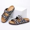 Fashion Litfun Classic Women's Sandals Casual Cork Footbed Flat Bottom Slippers Open Toe Leopard Designed Slides With Adjustable Buckle