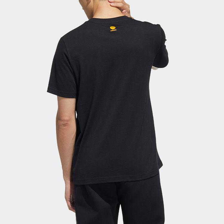 Adidas Neo Colorblock Pattern Ribbed Crew Neck Cotton T-Shirt Men Tops Black HC9697