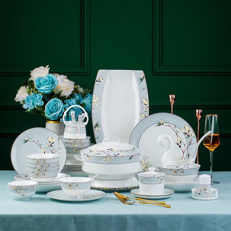 ZISIZ European Bone China Dinnerware Set - Magnolia