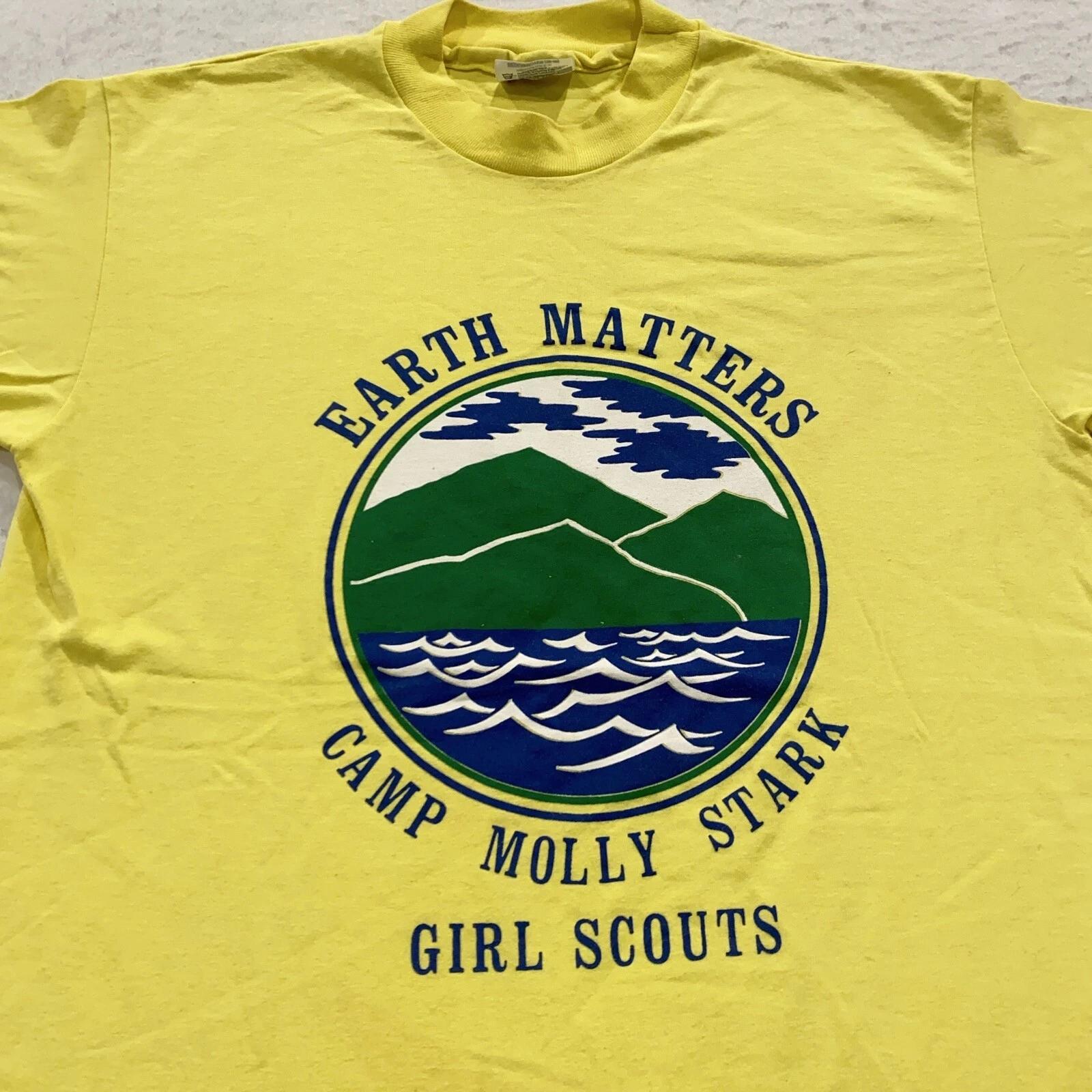 

vtg 80s EARTH MATTERS CAMP MOLLY STARK GIRL SCOUTS T-Shirt SMALL vermont park S