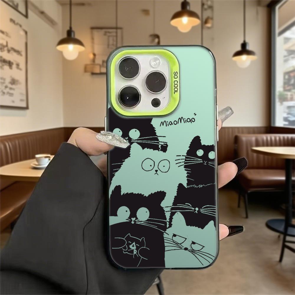 Cute Cats Pattern Shockproof Phone Case for Iphone 16 15 14 13 12 11 Pro Max/Mini Anti-Scratch Premium Hard Cover