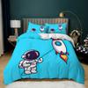 Astronaut Duvet Cover Set King Size Cartoon Astronaut Star Moon Pattern Bedding Set Microfiber Space Theme Full Twin Quilt Cover