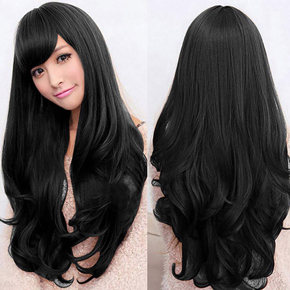Women Fashion Synthetic Long Wavy Wig Lady Wigs Blonde Brown Black Linen Natural Cosplay Party Hair for Party Club