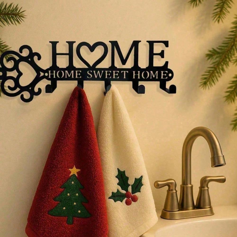 Wrought Iron Wall Hooks Heavy Duty Coat Rack Space Saving Towel Holder Home Decor Entryway Hallway Bathroom Apartment Organizer