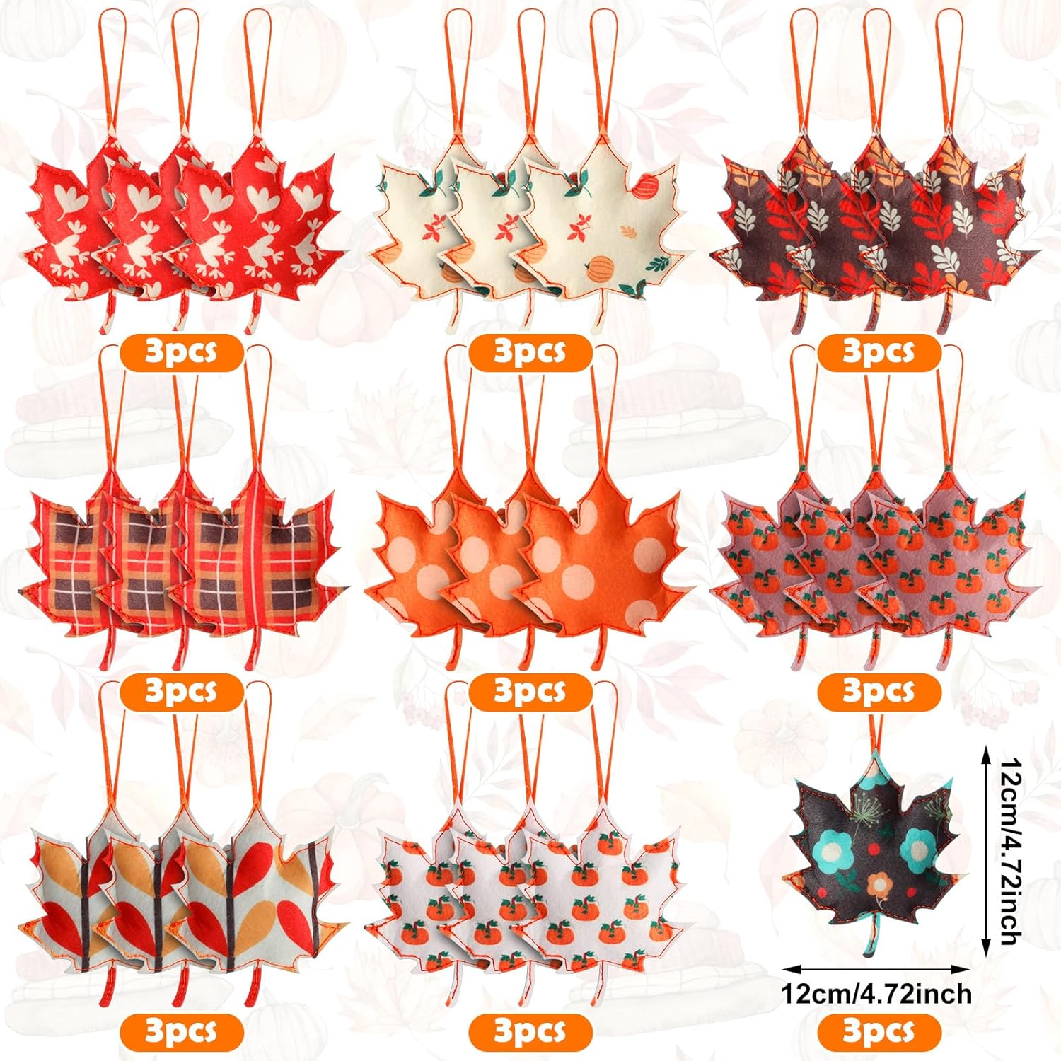 

27Pcs Fall Tree Decoration Thanksgiving Tree Ornaments 3D Felt Maple Leaf Hanging Ornaments Autumn Decor for Home Autumn Party 1 Set(27pcs)