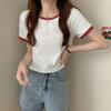 GMXIA Colorful O-neck Short Sleeve T-shirt Women's Summer Bottoming Shirt Slim Short Tops