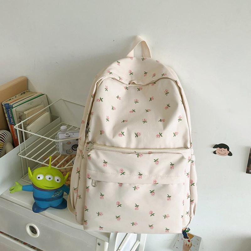 Fashion Floral Backpack for Women Waterproof Nylon Rucksack Teenager Large Capacity Student School Bag Travel Bag