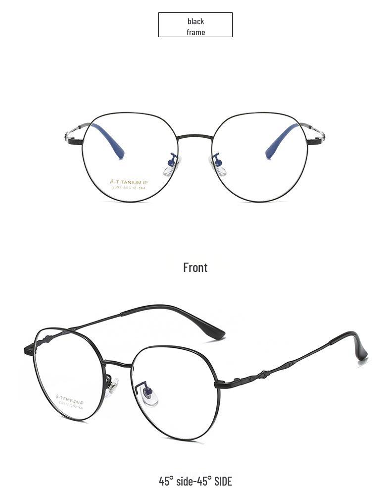 2023 Korean Style Ultra-light Titanium Round Glasses with Exquisite Crotone Temple
