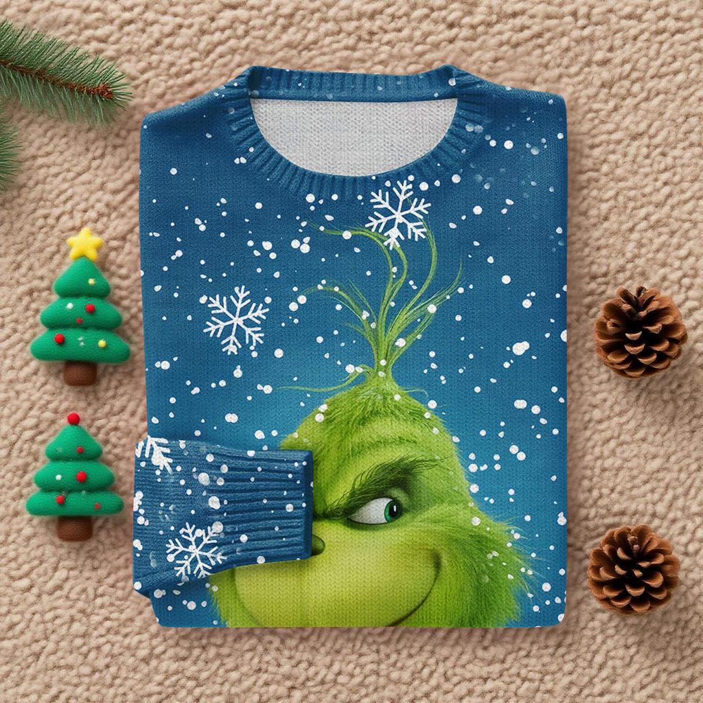 Truien met lange mouwen voor dames O-hals casual schattige print gebreide oversized trui