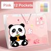 Panda A4 File Folder Large Capacity 8/12 Pockets Test Paper Storage Folder Cartoon Buckle Design Document Bag Student Supplies