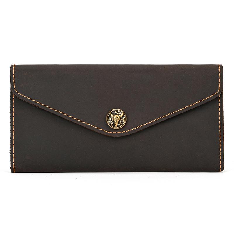 Vintage Genuine Leather Clip Purse For Men Women Leather Phone Pouch Wallet Simple Style Retro Female Male Slim Purse Wallets