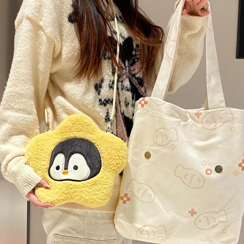 Bag Canvas Large Penguin Print Women Durable Fashionable Casual Bags Travel