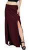 Bimba Women Long Rayon Maxi Skirt With Front Slits - Maroon