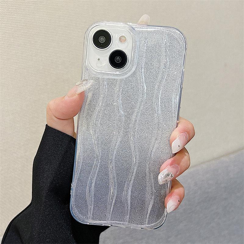 

Красивый градиентный блестящий чехол с водной рябью для iPhone 15 Pro Max 14 Plus 13 12 Pro 11, универсальный защитный чехол от падения iPhone 11 чёрный