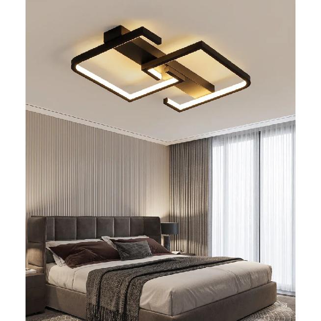 Luzes de Teto LED com Controle Remoto Nórdico Luz de Teto Moderna para Quarto 220v Sala de Estar Lâmpadas de Teto LED Pretas Dimerizáveis Iluminação