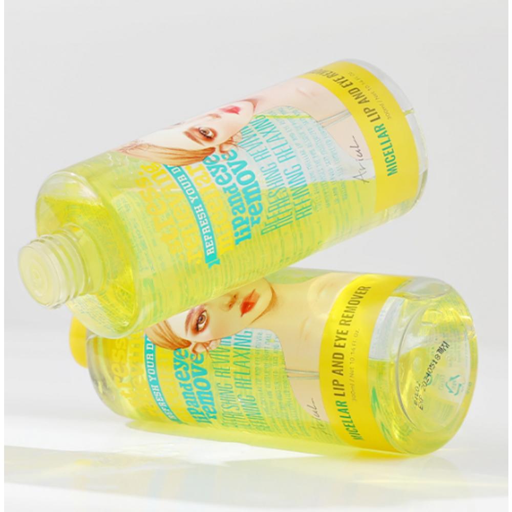 ARIUL Beruhigender Mizellen Make-up Entferner für Lippen und Augen, 300ml, 2 Stück