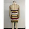 Retro Slim Lapel Halter Neck Striped Dress for Women In Summer