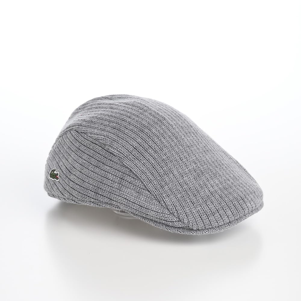 LACOSTE Rib Knit Hunting Cap for Men and Size Women, Gray, F, L1284, lwh1284-grey-F