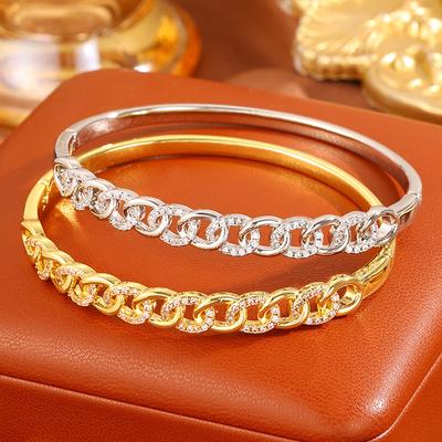 European and American Exquisite Copper Micro-buckle Bracelets with High-end Design Open-ended Bracelets