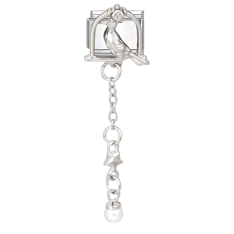 Zircon Long Tassel Butterfly Bow Knot Heart Italian Charm Links Fit 9mm Bracelet Stainless Steel DIY Jewelry Making