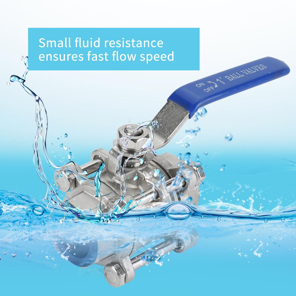 304 Stainless Steel Three Piece Full Port Female Ball Valve 1  BSPT 1000WOG