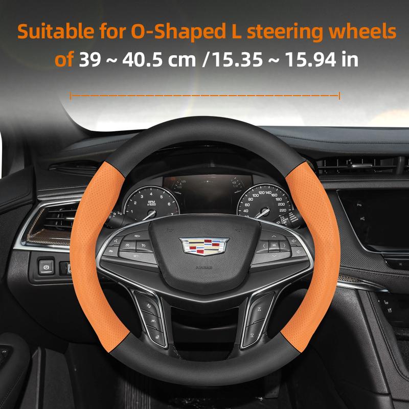 Suitable for Cadillac Breathable Hole Leather Matte Carbon Fiber Texture Steering Wheel Cover Suitable for Cts 2013 Ct4 Carbon Interior Ct5 Xt5 Xt4 X