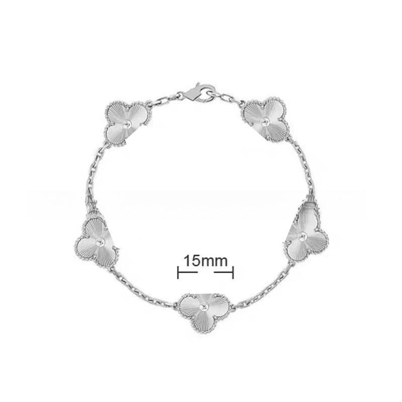 15MMHigh-quality Four-leaf Clover Five-flower Bracelet for Women 18k Natural White Mother-of-pearl and Red Chalcedony Bracelet
