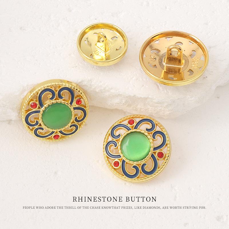 

5pcs Metal Resin Point Oil Hollow Button National Style Women S Coat Trench Coat Button Cardigan Sweater Jacket Gold Button 15mm golden totem cat eye