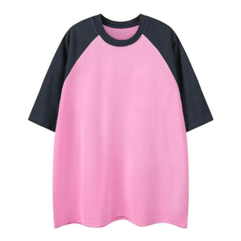 Pure Cotton Multicolored Heavy-duty Couple T-shirt with Shoulder Sleeves for Short-sleeved Women