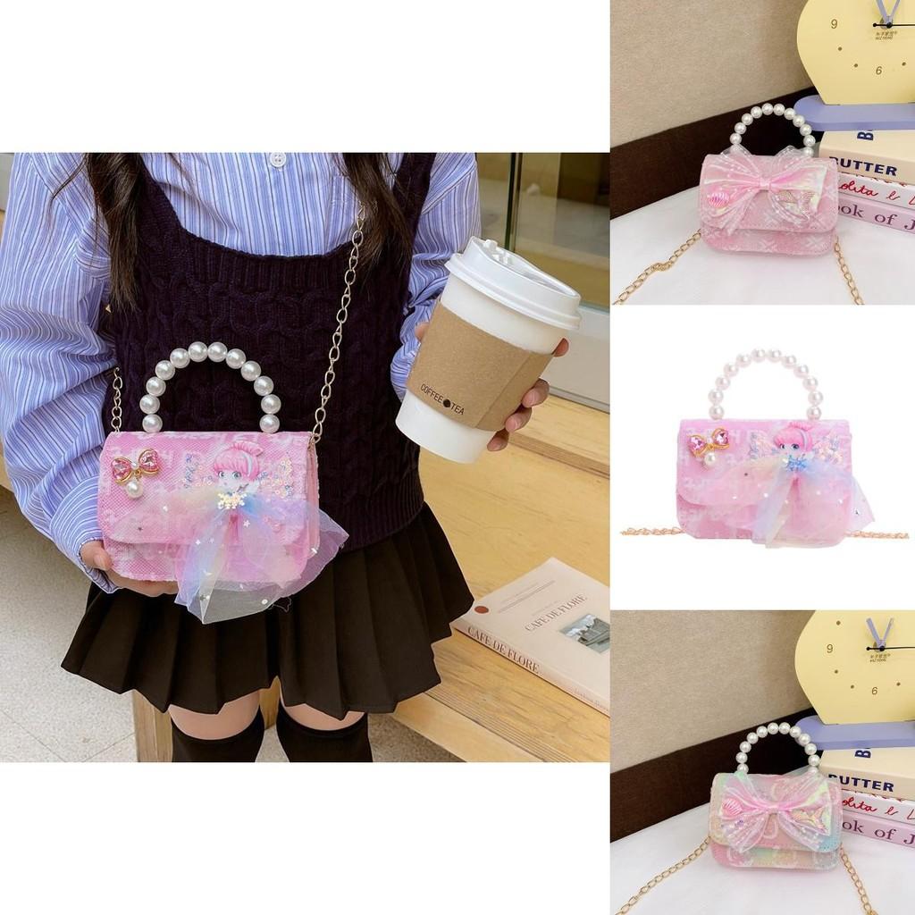 Adorable Princess Anna Themed Pu Handbag With Charming Pearl Bow For Girls