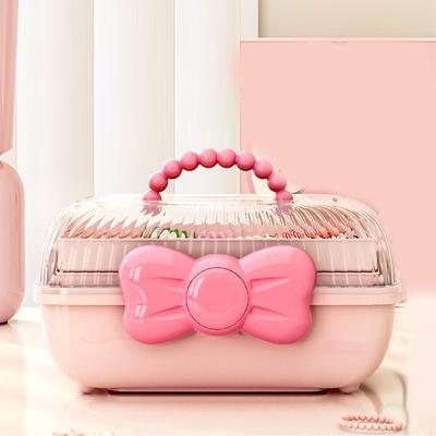 3 Tiers Desktop Storage Box Clear Cover Large Capacity Multi Grids Desk Organization Container for Kids Toys