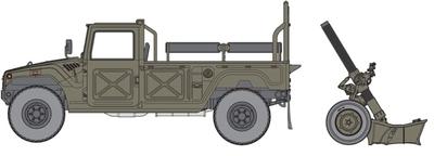Fine Molds 1/35 Military Series Japan Ground Self-Defense Force 120mm Mortar RT with Heavy Mortar Tractor Plastic Model Kit FM59