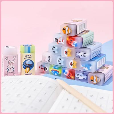 3ks Creative Cute Cartoon Ocean Universe Pet Series Sandwich Eraser Studentské psací potřeby Odměny Guma na malování pro výtvarnou třídu