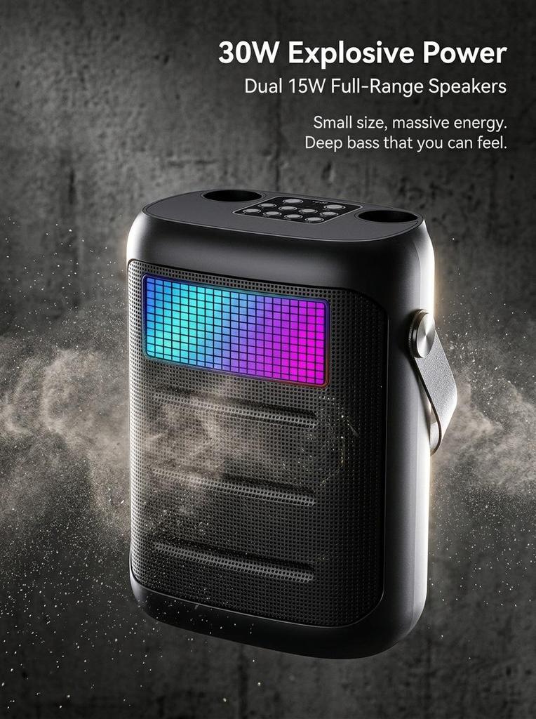 YS318 Portable Bluetooth Speaker with High Power, Heavy Bass, and Dual Microphones for Home KTV.