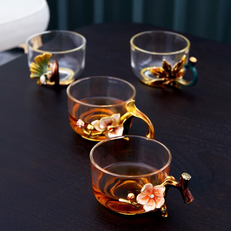RRO  Flower Language  Heat-Resistant Glass Teacups with Handle