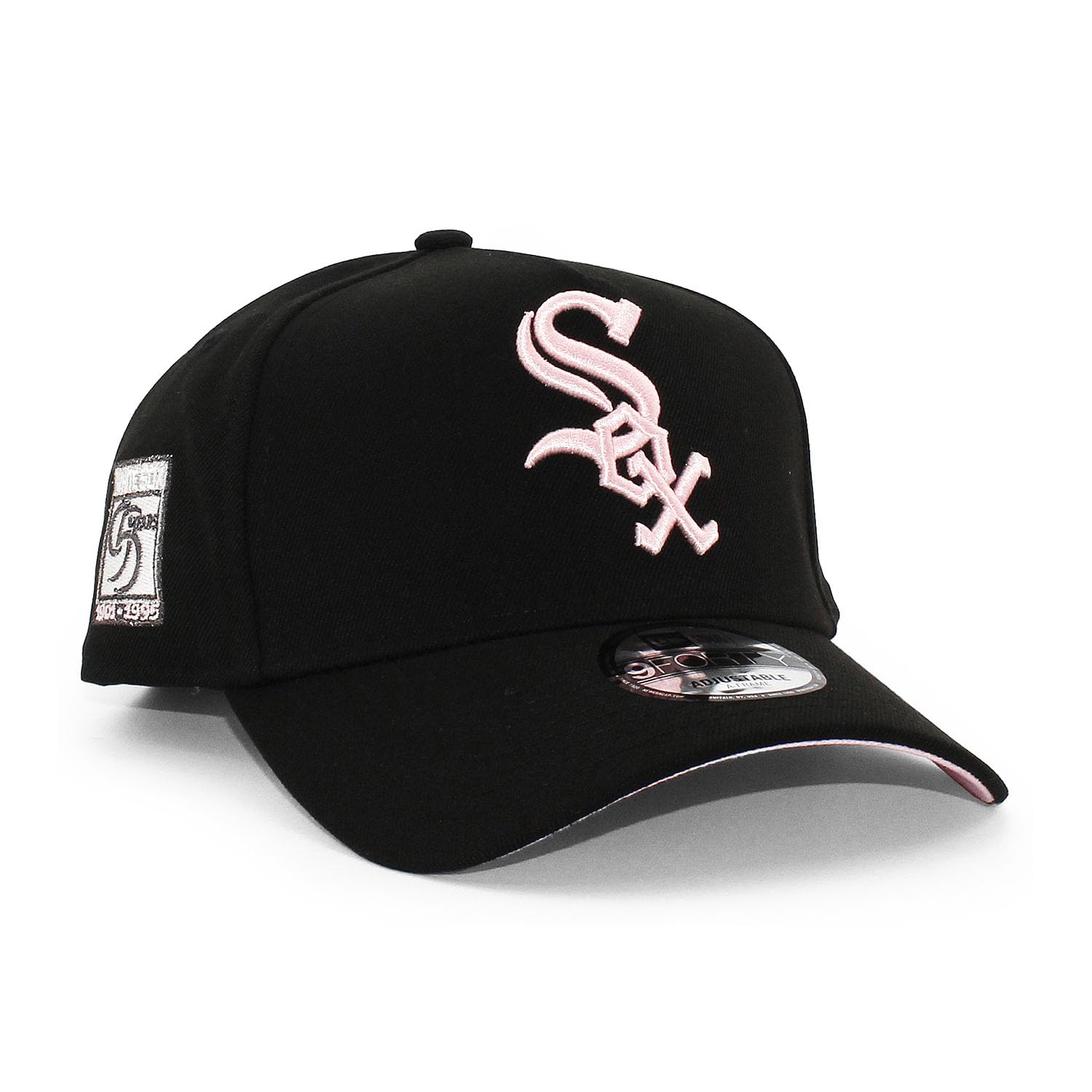 

EU exclusive New Era cap 9FORTY snapback Chicago White Sox MLB 55TH PINK BRIM A-FRAME SNAPBACK CAP black CHICAGO WHITE SOX hat 940AF color brim side