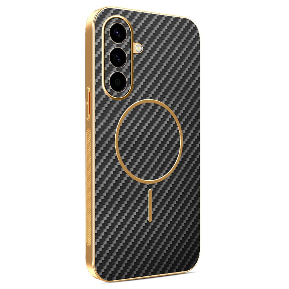 For Samsung Galaxy A56 5G Phone Case Carbon Fiber Textured Electroplated TPU Back Cover