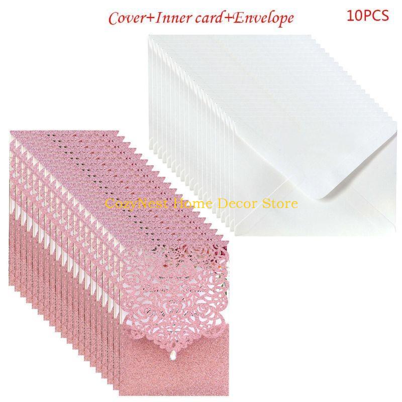 92MF Cut Glitter Greeting Card 10pcs/set Birthday Card Message Cards Accessory