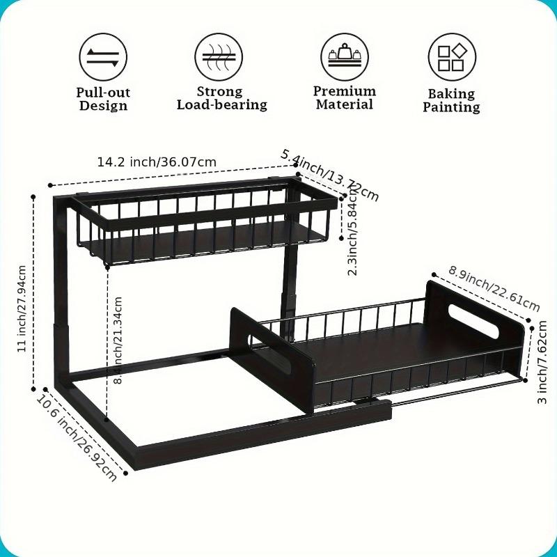 1PC Sewer Storage Box, Pull-out Cabinet Storage Box, 2-layer Sliding Sink Rack, Cabinet Storage Rack